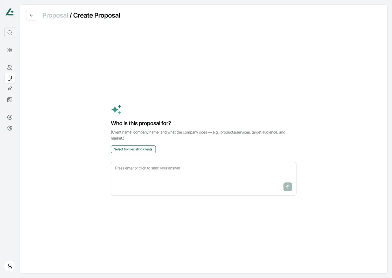 Create proposal screen asking who the proposal is for